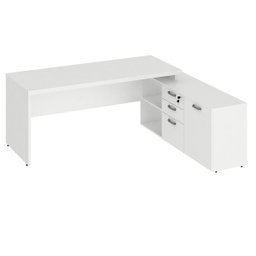 Mesa para Escritório em L 1,90M Web40 com Armário Branco/Branco - 2