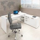 Ver imagem 1 de Mesa para Escritório em L 1,90M Web40 com Armário Branco/Branco