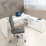 Mesa para Escritório em L 1,70M Web40 com Armário Branco/Branco - 1