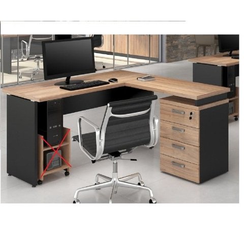 Mesa para Escritório em L Web30 1,35M 4 Gavetas - Calvi/Preto