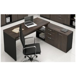 Mesa para Escritório em L Web40 1,70M com Armário Marsala/Preto - 1