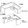 Mesa para Escritório em L Web40 1,70M com Armário Marsala/Preto - 2