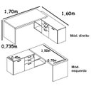Ver imagem 2 de Mesa para Escritório em L Web40 1,70M com Armário Marsala/Preto