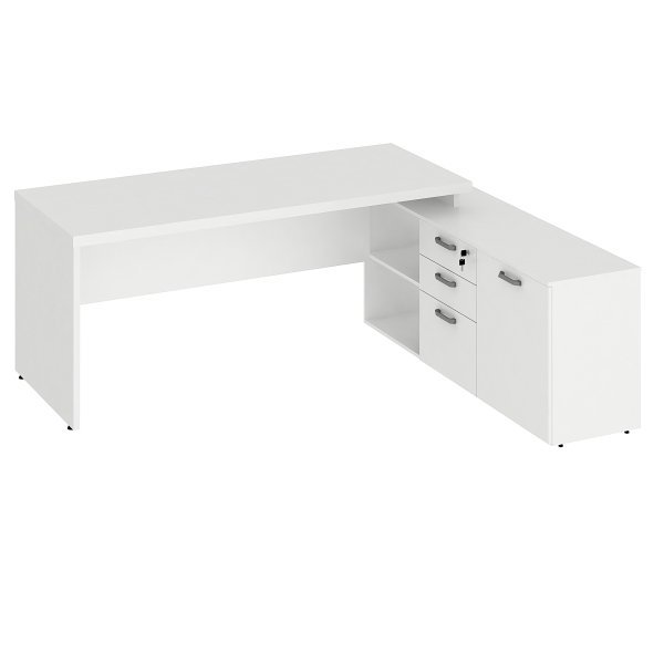 Mesa para Consultório em L 1,70 Web40 com Armário Branco/Branco - 2