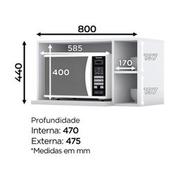 Armário Aéreo Americana para Micro Ondas 80 Cm Henn - 2