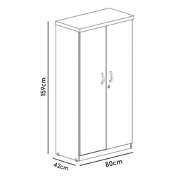 Armário Alto Fechado com 02 Portas – 1,59X0,80X0,42m – INCOFLEX – CINZA/CINZA – 21209. - 2