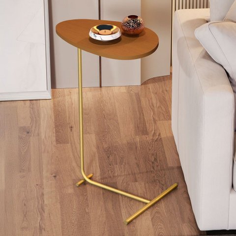 Mesa de Canto Orgânica Alamanda Nature/dourado - Jb Bechara