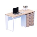 Ver imagem 1 de Mesa Escrivaninha Industrial 135cm C/ Gaveteiro 4 Gavetas F5 Cor:macadâmia com Branco