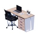 Ver imagem 5 de Mesa Escrivaninha Industrial 135cm C/ Gaveteiro 4 Gavetas F5 Cor:macadâmia com Branco