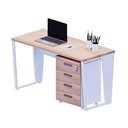 Ver imagem 4 de Mesa Escrivaninha Industrial 135cm C/ Gaveteiro 4 Gavetas F5 Cor:macadâmia com Branco