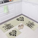 Ver imagem 1 de Jogo Tapete Cozinha Natural Algodão Antiderrapante 3 Peças Coração Preto