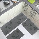 Ver imagem 1 de Jogo Tapete Cozinha Chumbo Algodão Antiderrapante 3 Peças Folhas