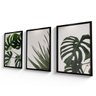 Quadro Decorativo Kit com 3 Folhagem Verde Natural Costela Adão Sala Quarto Escritório 109x43 - 3