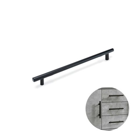 Puxador para Portas e Gavetas 288 mm x Ø12 mm Preto 4 peças