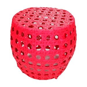Seat Garden Bahamas Banco Puff Decoração Colorida Jardim Área Vermelho Alumínio Fibra Sintética