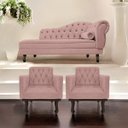 Ver imagem 2 de Kit Diva Recamier Diana 160cm Lado Esquerdo e 02 Poltronas Classic Linho - Doce Sonho Móveis RECAMIE