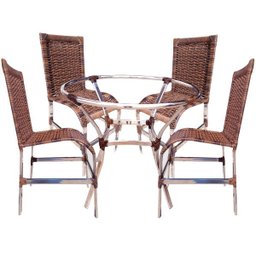 KIT 04 CADEIRAS CAMBORIÚ + MESA - ALUMÍNIO FIBRA SINTÉTICA COZINHA ÁREA GOURMET SALA JANTAR VARANDA - 1