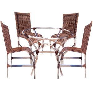 KIT 04 CADEIRAS CAMBORIÚ + MESA - ALUMÍNIO FIBRA SINTÉTICA COZINHA ÁREA GOURMET SALA JANTAR VARANDA
