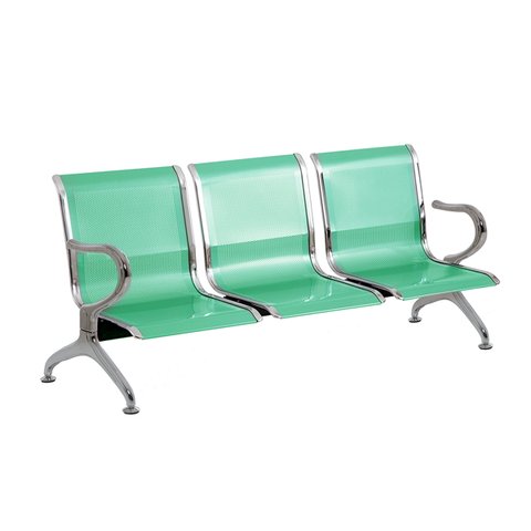 Cadeira Longarina Cromada 3 Lugares - Verde