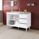 Ver imagem 4 de Balcão Para Pia De 1,20 Mt Recife 3 Gavetas Branco