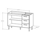 Ver imagem 2 de Balcão Para Pia De 1,20 Mt Recife 3 Gavetas Branco