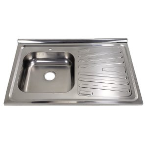 Pia Inox Fabrinox PSD800E 80x52cm, cuba esquerda e furo para torneira