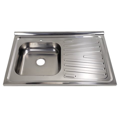 Pia Inox Fabrinox PSD800E 80x52cm, cuba esquerda e furo para torneira