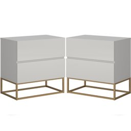Combo Luxo 2 Mesas de Cabeceira Eros Pés em Ferro 45cm - 1
