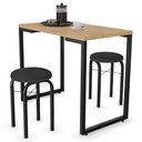 Ver imagem 3 de Conjunto Mesa de Cozinha Prattica Industrial 90cm com 2 Banquetas F02 Nature/Preto - Mpozenato