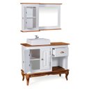 Ver imagem 2 de Gabinete para Banheiro 2 Portas com Espelheira Dália 3058 -branco/imbuia Glazer