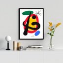 Ver imagem 2 de Quadro Decorativo Arte Abstrata Miró 33x24cm - com Vidro:madeira Branca
