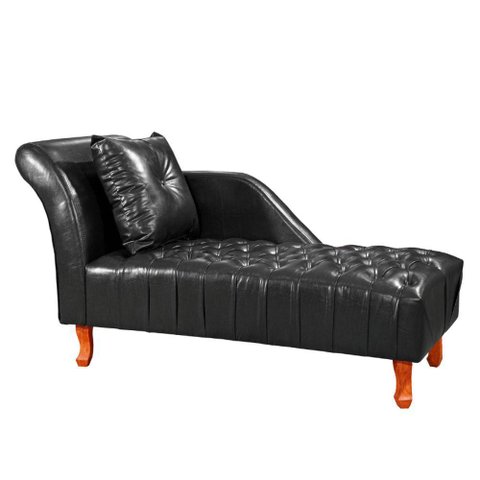 Divã Chesterfield Anna Recamier 160cm Via Encanto Courano Preto Lado Esquerdo