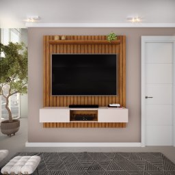 Painel para Tv até 65 Polegadas Ripado Dj Móveis Luca 160 Freijó Off - 1
