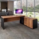 Ver imagem 1 de Mesa Escritório 1,70m Armário 1 Cx de Tomadas Pés Painel F5