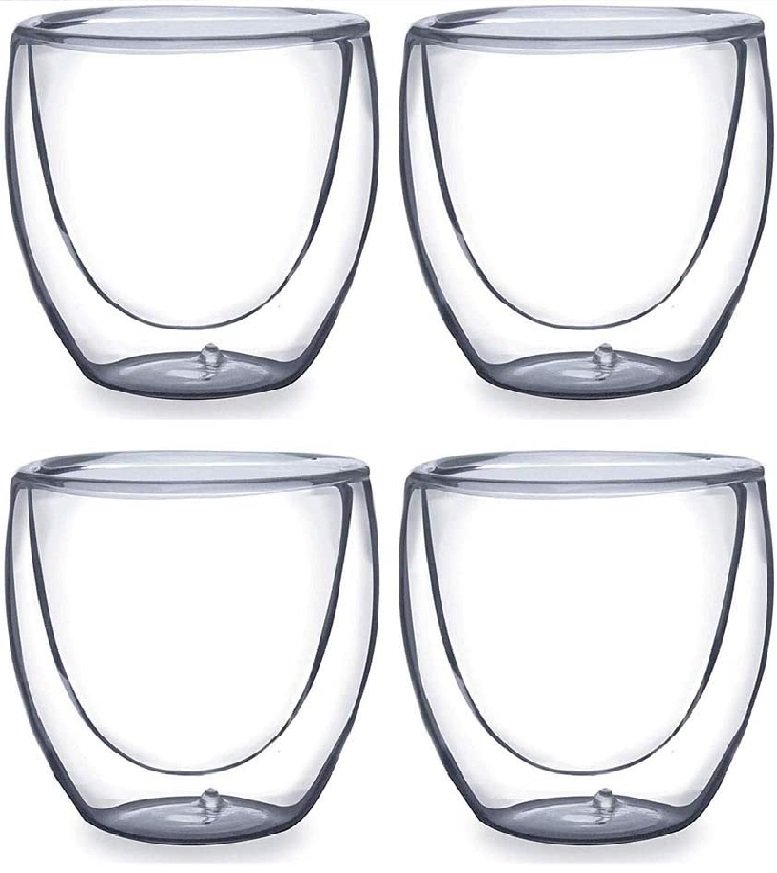 4 copos de vidro com parede dupla Udu-de-Coroa-Azul 80ml - Ilovecoffee Natureza - 2