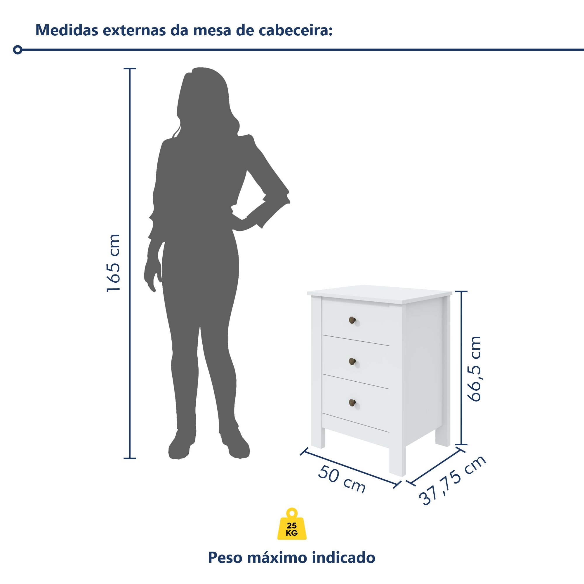 Mesa de Cabeceira 3 Gavetas Maggiore New  - 6