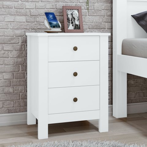 Mesa de Cabeceira 3 Gavetas Maggiore New Branco