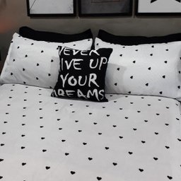 Lençol com Elástico Casal King 4 Peças Love Black com Almofada - 1