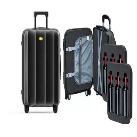 Kit Mala Viagem Transporte de Vinho Colmeia 6 Garrafas Espuma de Bordo Winebag Protetor