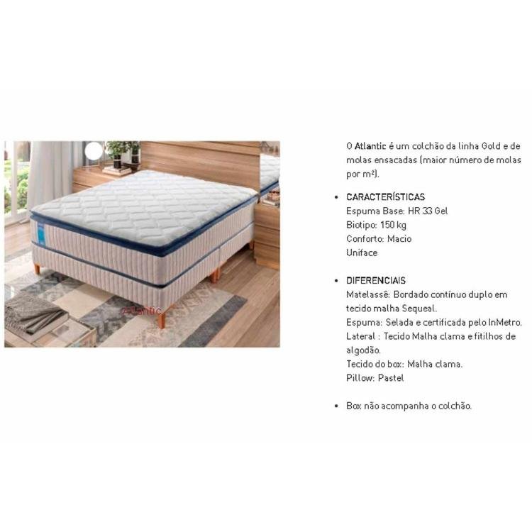 Colchão de Molas Ensacadas Comfort Gel King 1,93x2,03x0,32