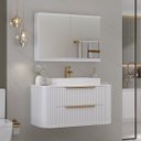 Ver imagem 2 de Conjunto para Banheiro Alice 1 Metro Suspenso com Cuba Stella - Fabribam