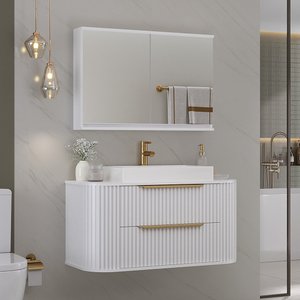 Conjunto para Banheiro Alice 1 Metro Suspenso com Cuba Stella - Fabribam