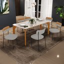 Ver imagem 5 de Mesa de Jantar Capri Off White e 6 Cadeiras Melina B05 Linho Cinza Couríssimo Caramelo - Lyam