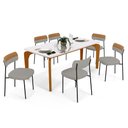 Ver imagem 1 de Mesa de Jantar Capri Off White e 6 Cadeiras Melina B05 Linho Cinza Couríssimo Caramelo - Lyam