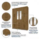 Ver imagem 4 de Guarda-Roupa Casal 10 Portas, 3 Gavetas, Pés e Espelho MDF Safira Plus Marrom/Cinamomo