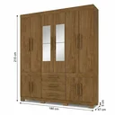Ver imagem 3 de Guarda-Roupa Casal 10 Portas, 3 Gavetas, Pés e Espelho MDF Safira Plus Marrom/Cinamomo