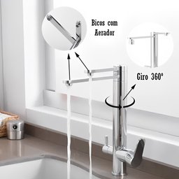 Torneira Gourmet Giratoria de Filtro Metal Inox Suporte Filtro Gourmet Pia Mesa Cozinha Churrasqueir - 2