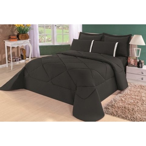 Edredom Casal Queen Requinte Percal 180 fios 01 Pç:Preto