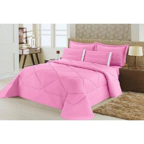 Edredom Casal Queen Requinte Percal 180 fios 01 Pç:Rosa