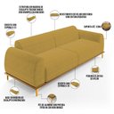 Ver imagem 4 de Sofá 03 Lugares Para Sala de Estar Kiev 230 cm D02 Veludo Mostarda C-260 - Lyam Decor